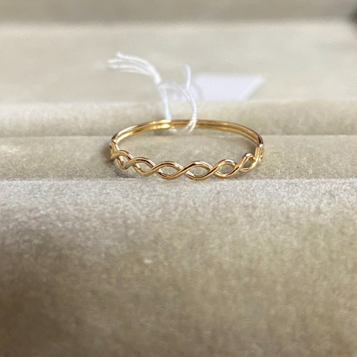 受注生産】K18YG 地金リング ねじりデザイン イエローゴールド 指輪