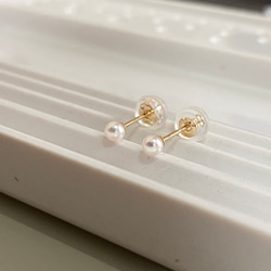 【正品珍珠】單顆珍珠耳環2.5-3mm小珍珠Akoya珍珠耳環K10YG/K10PG 第1張的照片