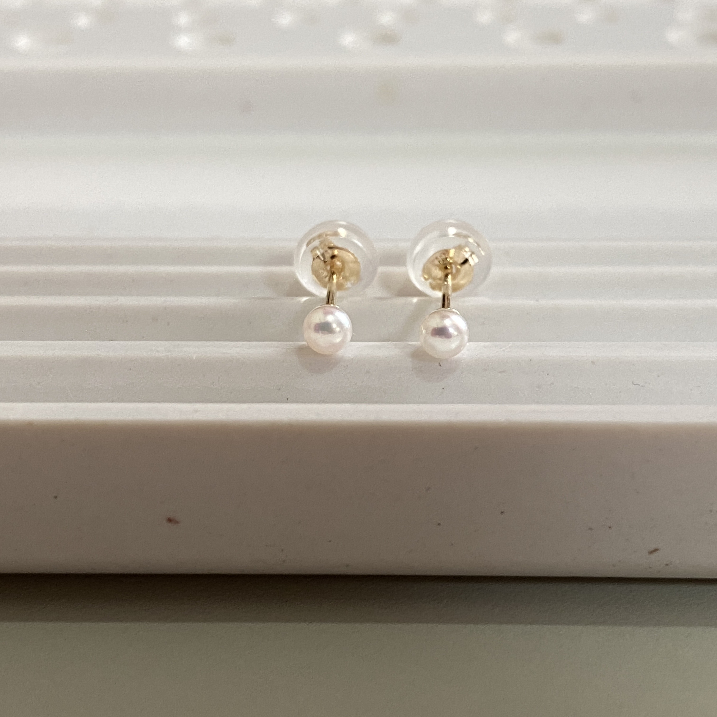 【本真珠】一粒パールピアス 2.5-3ミリ ベビーパール あこや真珠 スタッドピアス K10YG/K10PG