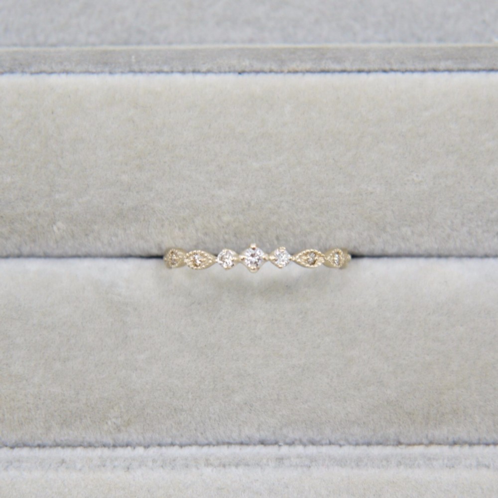 【受注生産】華奢で可愛いダイヤの指輪☆ダイヤ ピンキーリング K10YG/K10WG/K10PG 10金