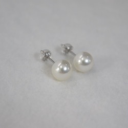 [Atonal] K14WG 單顆珍珠耳環 7.5-8 毫米日本 Akoya 珍珠白金耳釘 第3張的照片