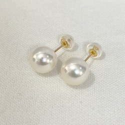 [Untoned] K18YG 單顆珍珠耳環 8.5-9mm Akoya 珍珠黃金耳釘 第2張的照片