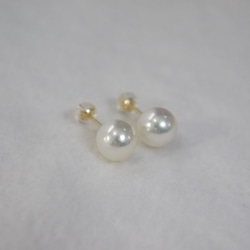 [Untoned] K18YG 單顆珍珠耳環 8.5-9mm Akoya 珍珠黃金耳釘 第3張的照片