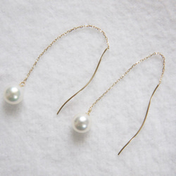 【人氣】K10 Wave Pearl Earrings Curve Earrings Atonal Akoya Pearls 7 第2張的照片