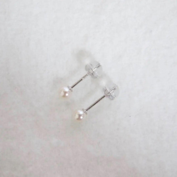 [正品珍珠] K14WG嬰兒珍珠耳環3.5-4mm Akoya珍珠白金14K 第2張的照片