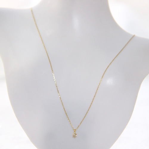 パターン K18YG 一粒 ダイヤ ネックレス 0.05ct イエローゴールド 小粒