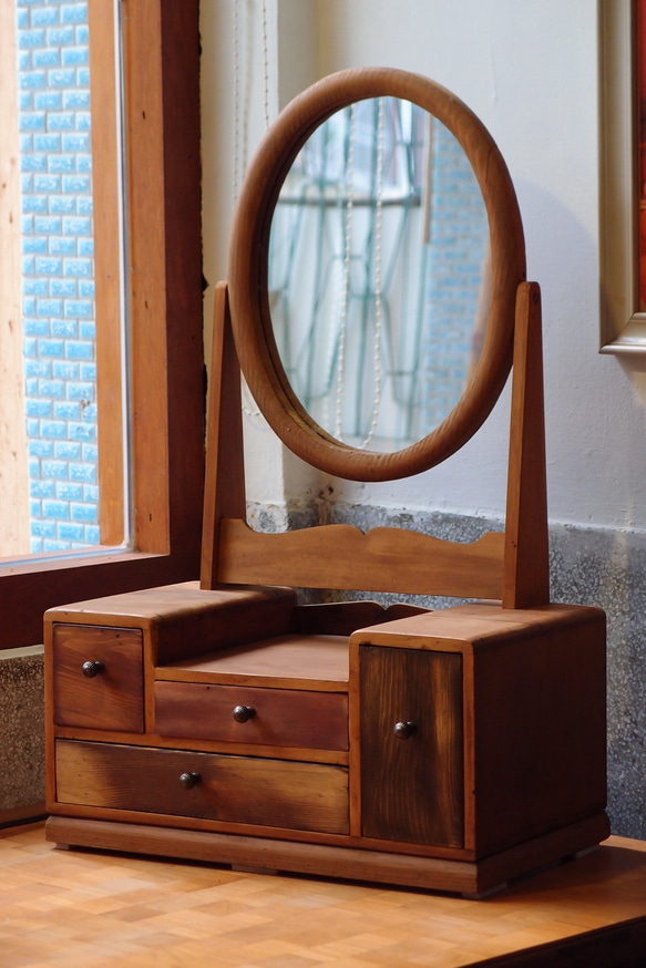 Vintage 年代感 桌上型化妝鏡台 復古 老件新作 檜木 第1張的照片