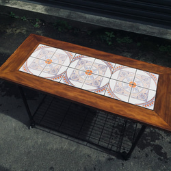 老件復古花磁磚移動桌 復古 輕工業 花磚 印度風 第5張的照片