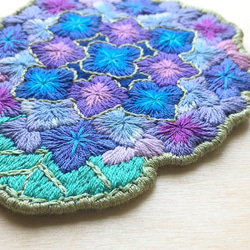 手刺繍・フェルトのコースター「紫陽花」６ 3枚目の画像