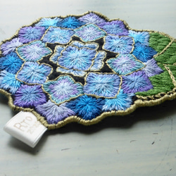 手刺繍・洗えるフェルトのコースター「紫陽花」９ 3枚目の画像