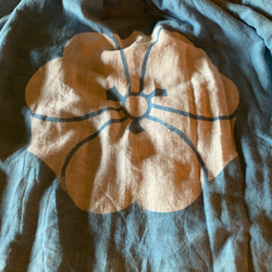シンプルという個性　蚊帳シリーズ　筒描　ギャザースカート　スカート　藍染　手縫い　フリーサイズ 2枚目の画像
