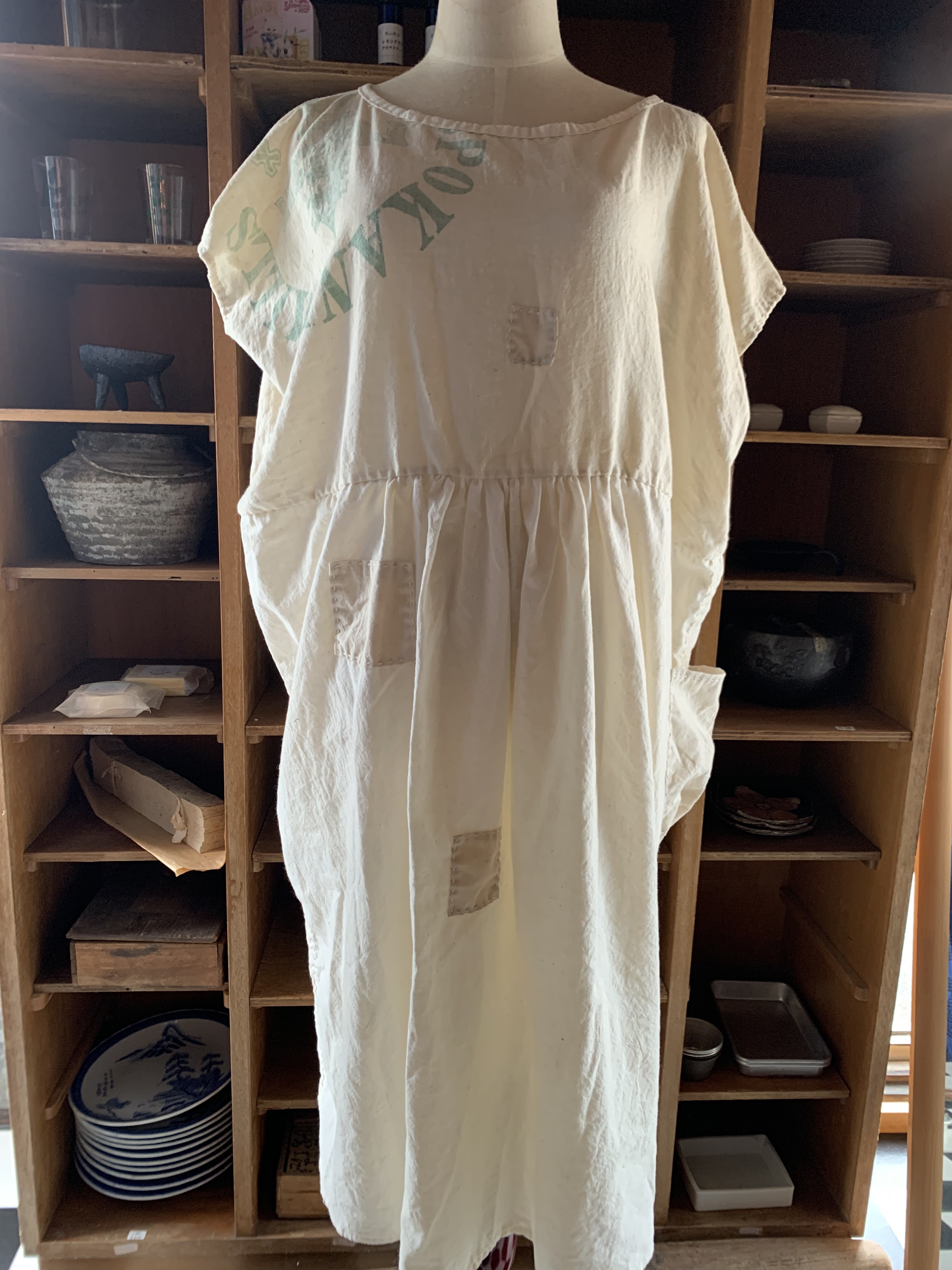 えにし堂 繭袋 粉袋 布袋 リメイク ワンピース ゆったり たっぷり  