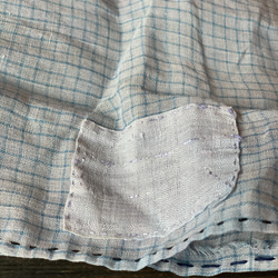 麻着物　麻　ボートネック　ブラウス　Tシャツ　リメイク　手縫い　 3枚目の画像