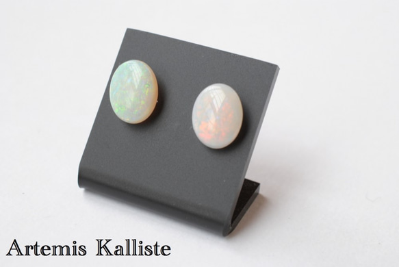 最終値引き Artemis Kalliste 樹脂ピアス　オパール　ピンク系 1枚目の画像