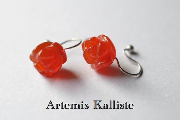 Artemis Kalliste ノンホールピアス“赤薔薇” 1枚目の画像