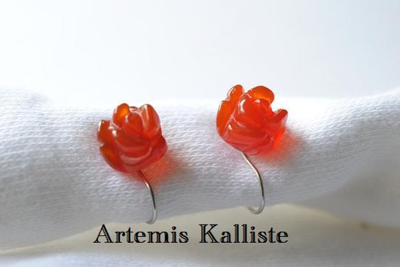 Artemis Kalliste ノンホールピアス“赤薔薇” 2枚目の画像