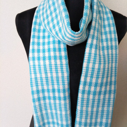 青と白のチェック柄ストール 楽天市場】マフラー チェック レディース 青 チェック柄