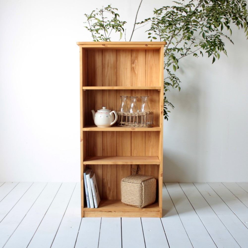 №12　総無垢ナチュラルテイストのシンプル本棚・ディスプレイラック・収納　【ソフトウッド/パイン廃盤カラー】
