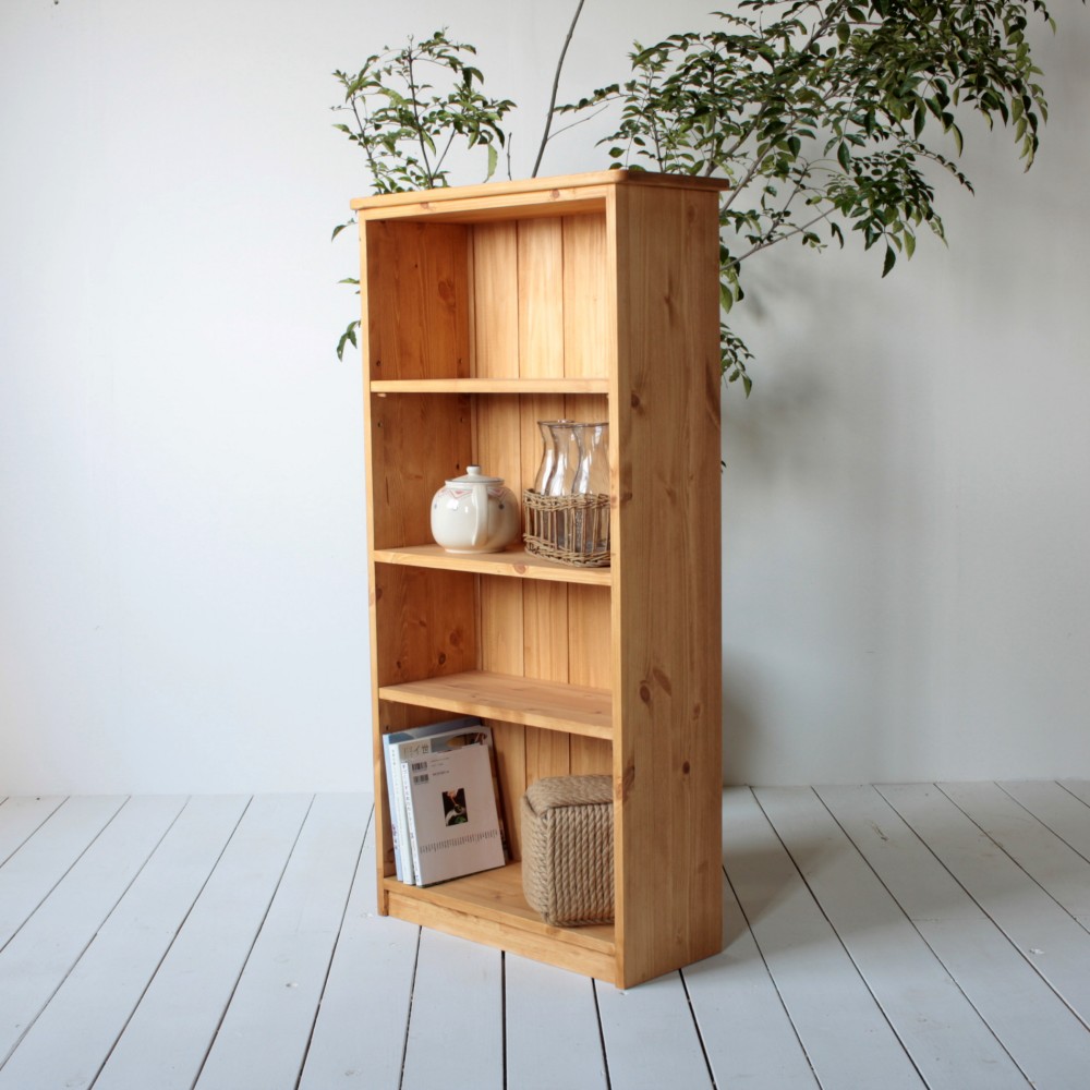 №12　総無垢ナチュラルテイストのシンプル本棚・ディスプレイラック・収納　【ソフトウッド/パイン廃盤カラー】