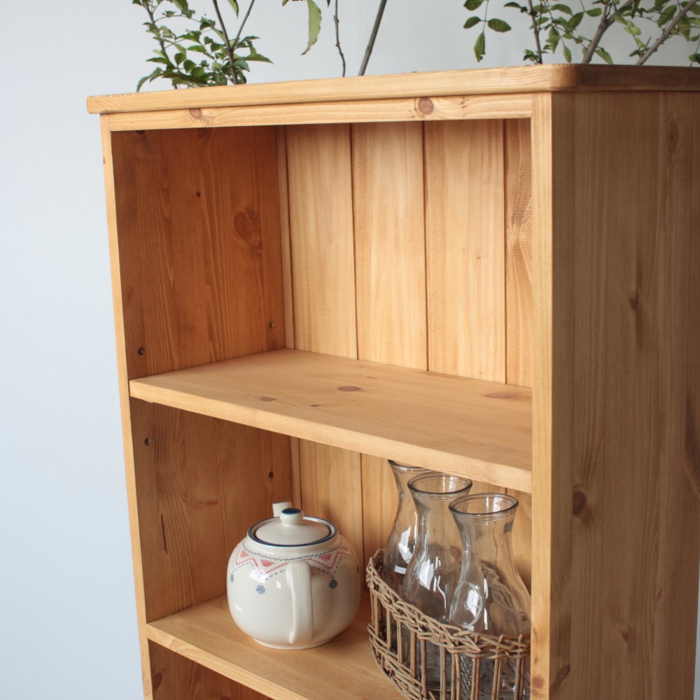 №12　総無垢ナチュラルテイストのシンプル本棚・ディスプレイラック・収納　【ソフトウッド/パイン廃盤カラー】