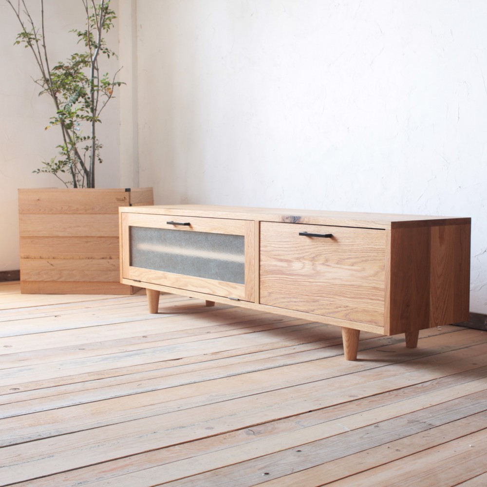 №18　節ありオークのTVボード(テレビボード/ローボード/テレビ台/テレビラック）【オーク/ブラウン】