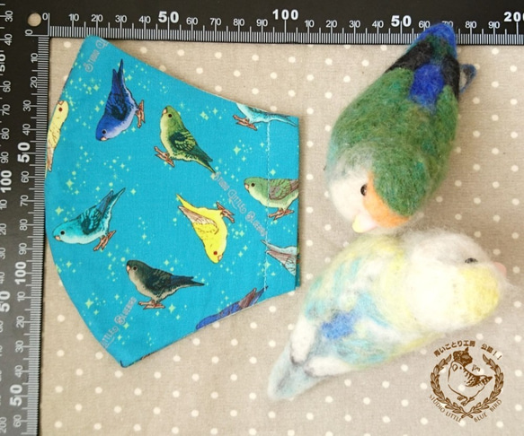 サザナミインコ柄（銀河）立体マスクMサイズ 3枚目の画像