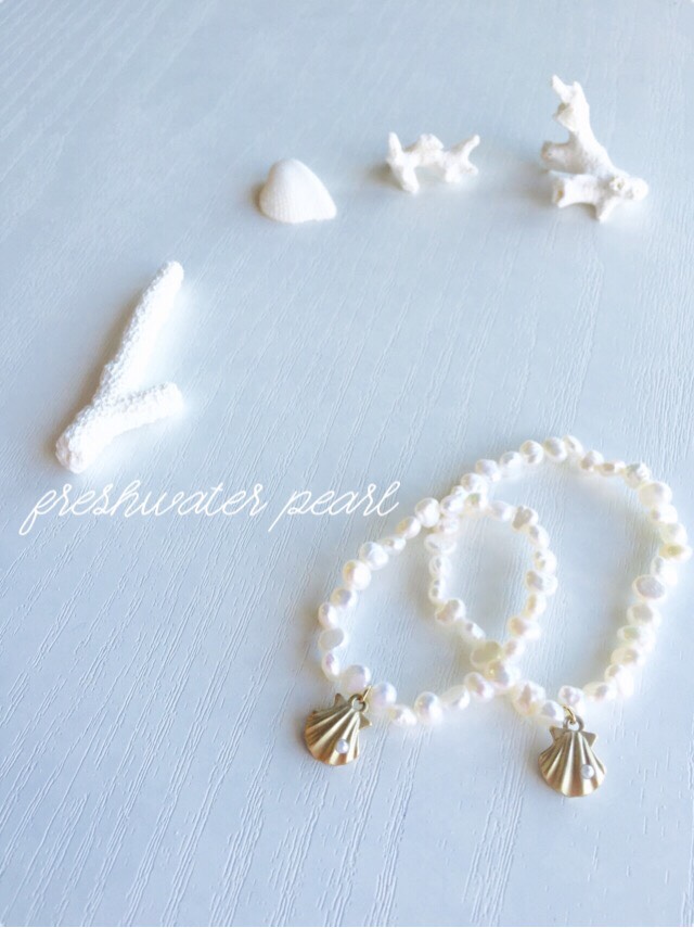 親子リンク淡水パールブレスレット