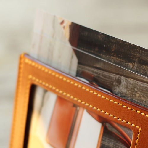 フォトフレーム・L版写真◇縦置き/横置き対応◇栃木レザー◇ヌメ革