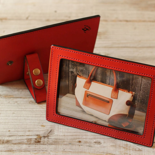 フォトフレーム・L版写真◇縦置き/横置き対応◇栃木レザー◇ヌメ革