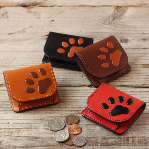 肉球コインケース◇栃木レザー◇ヌメ革◇犬・猫のにくきゅう好きな