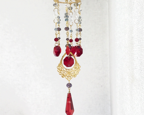 シャンデリア風サンキャッチャー（レッド） サンキャッチャー は