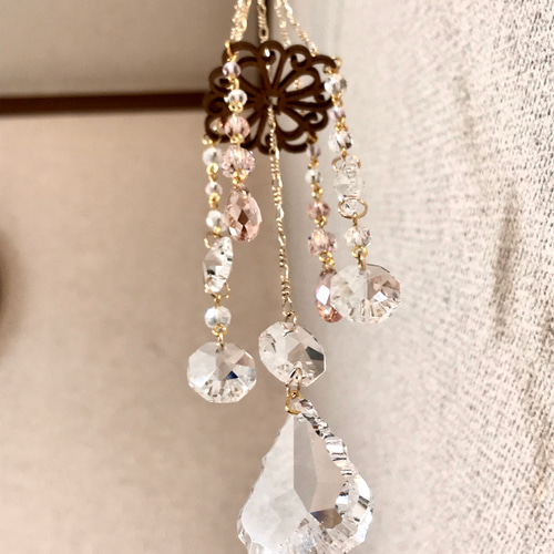 シャンデリア風サンキャッチャー（ピンク） サンキャッチャー はな's