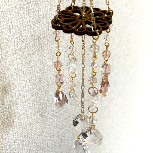 シャンデリア風サンキャッチャー（ピンク） サンキャッチャー はな's