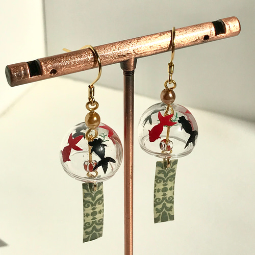 二色金魚の風鈴 ピアス ピアス（フック・チェーン） はな's