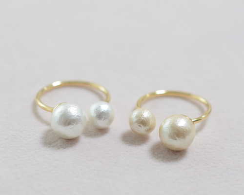 ダブルパールリング コットンパール 指輪・リング NIKOTTO 通販