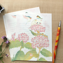 　紫陽花と猫さんのレターセット 2枚目の画像
