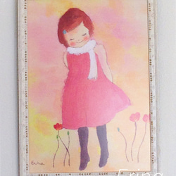 【美品】いわさきひちろ　絵画　少女 Amazon.co.jp: いわさきちひろ 「毛糸を編む少女」 複製画