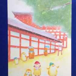 神社で雪あそび　A4ポスター 2枚目の画像