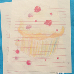 食いしん坊小鳥さんとカップケーキレターセット送料無料 3枚目の画像