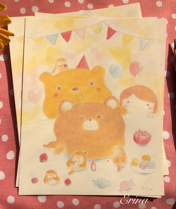 クマさんとHappy Birthday　レターセット　シール付き 6枚目の画像