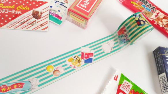 昭和雜貨店菓子 紙膠帶-綠 第2張的照片