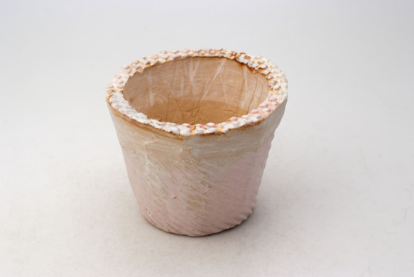 陶器製（2.5号ポット相当）多肉植物の欲しがる植木鉢 SMSc-993ピンク 1枚目の画像