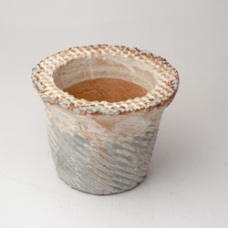 陶器製（2.5号ポット相当）　多肉植物の欲しがる植木鉢 nsscd-893青 1枚目の画像