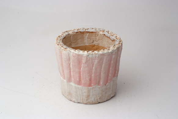 陶器製（2号ポット相当）　多肉植物の欲しがる植木鉢 SSS-c-ピンク-1654 1枚目の画像