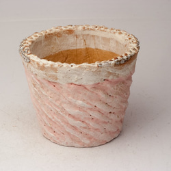 陶器製（2.5号ポット相当）　多肉植物の欲しがる植木鉢 SMSc-3542ピンク 1枚目の画像