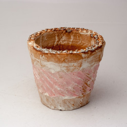 陶器製（2.5号ポット相当）　多肉植物の欲しがる植木鉢 NSSc-3660ピンク 1枚目の画像