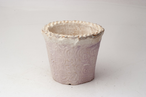 陶器製（2.5号ポット相当）　多肉植物の欲しがる植木鉢 NSSc-3928パープル 1枚目の画像