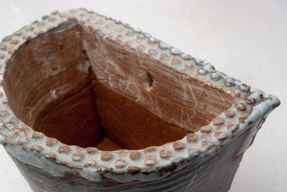 陶器製　多肉植物の欲しがる植木鉢 HPc-4764ブルー 2枚目の画像