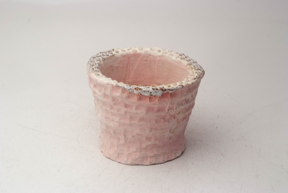 通販限定商品　陶器製（２号ポット相当）　多肉植物の欲しがる植木鉢 AASc-3384ピンク 1枚目の画像