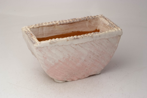 陶器製　多肉植物の欲しがる植木鉢 MHc-3732ピンク 1枚目の画像